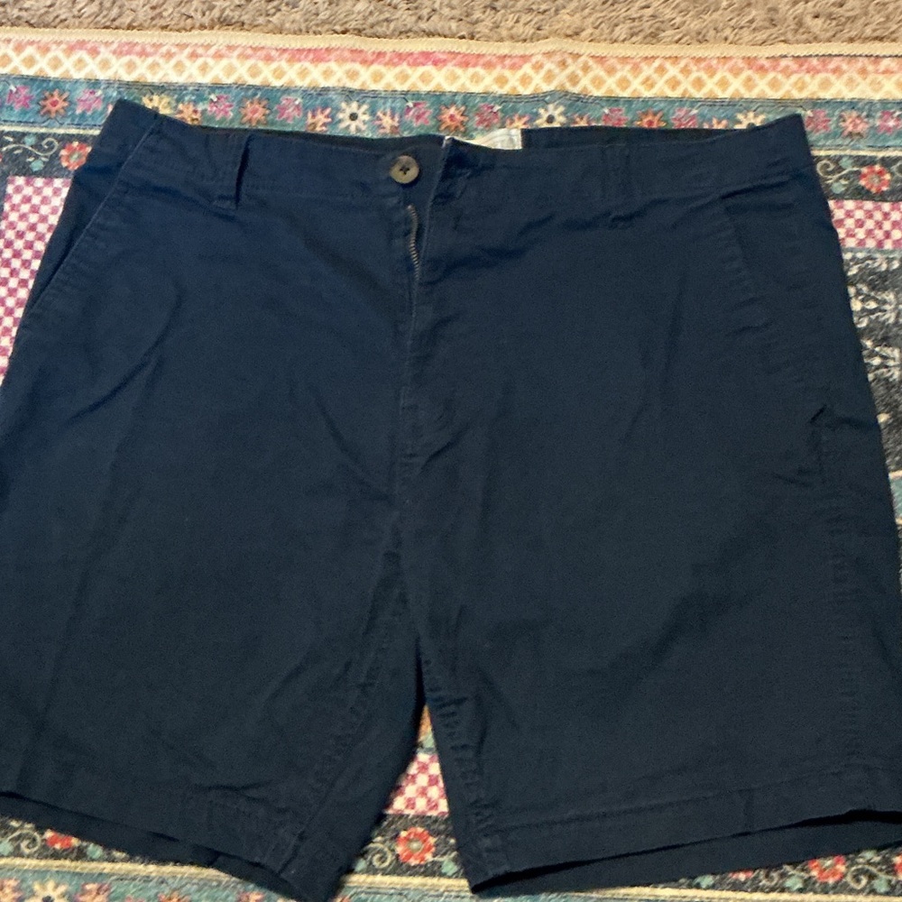Men's Navy Flat Front Shorts